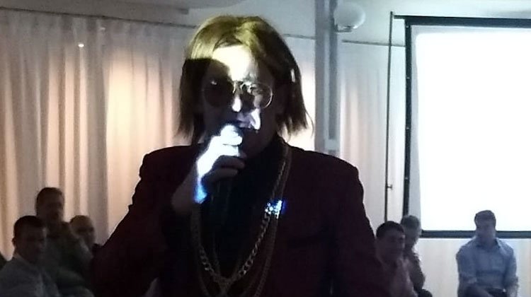 Alvaro Navia en la Fiesta de Fin de año de Agroindustrias Baires SA